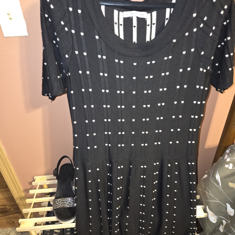 Danny & Nicole Black and White Patterned Midi Dress